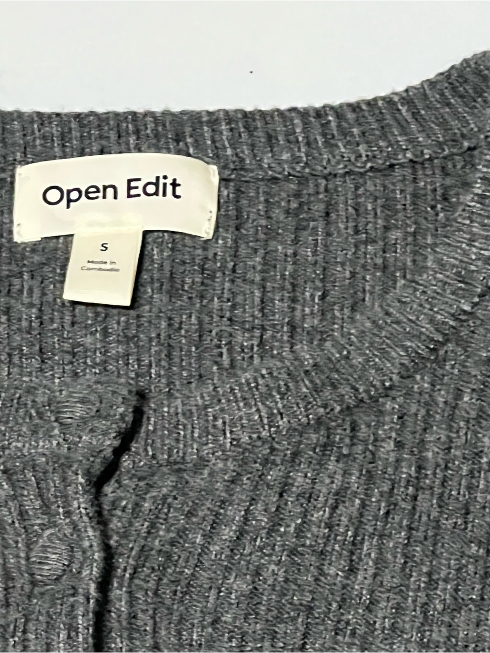 Fitted Gray Ribbed Button-Front Cardigan Sweater - Picture 7 of 7